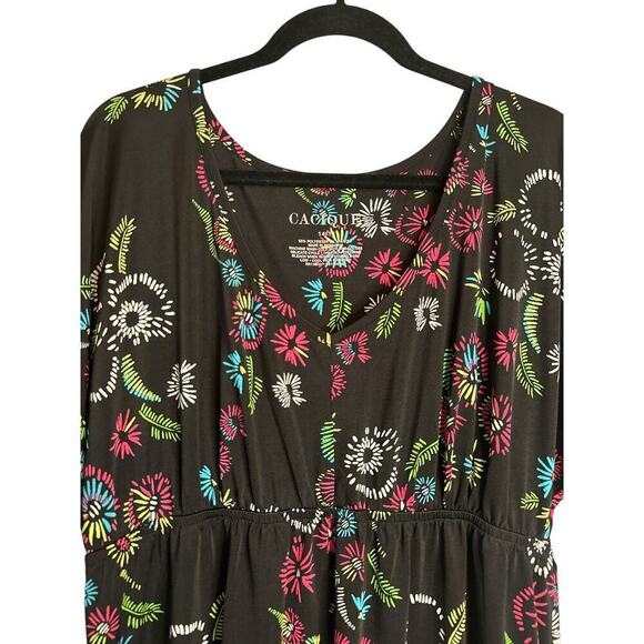 Cacique Women's Empire Waist Floral Soft Slinky Mini Dress Size 14/16 Multicolor - Picture 4 of 6